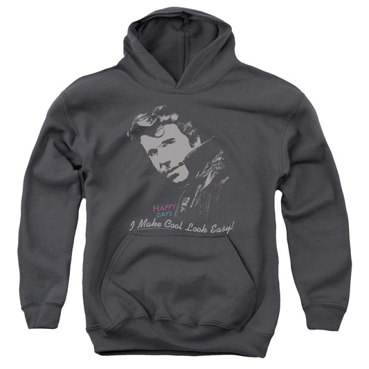 Happy Days Cool Fonz Kids Youth Hoodie Charcoal Officially Licensed