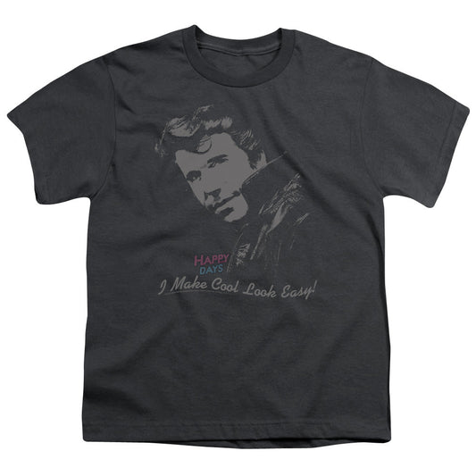 Happy Days Cool Fonz Kids Youth T Shirt Charcoal Officially Licensed