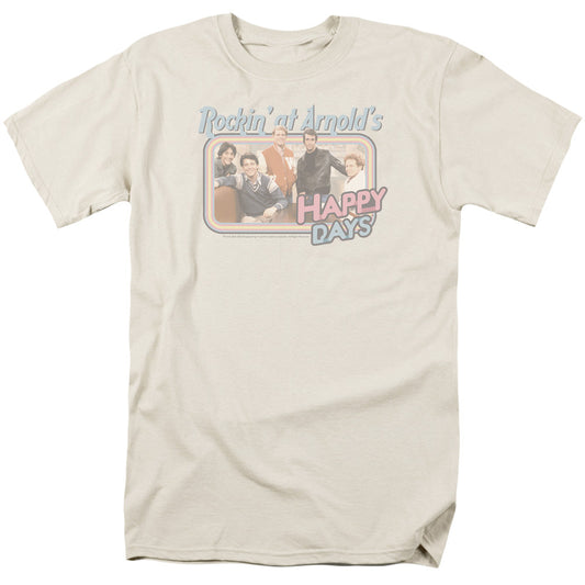 Happy Days Rockin At Arnolds Mens T Shirt Cream Officially Licensed