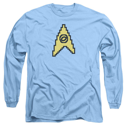 Star Trek 8 Bit Science Mens Long Sleeve Shirt Carolina Blue Officially Licensed Officially Licensed