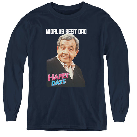 Happy Days Best Dad Long Sleeve Kids Youth T Shirt Navy Officially Licensed