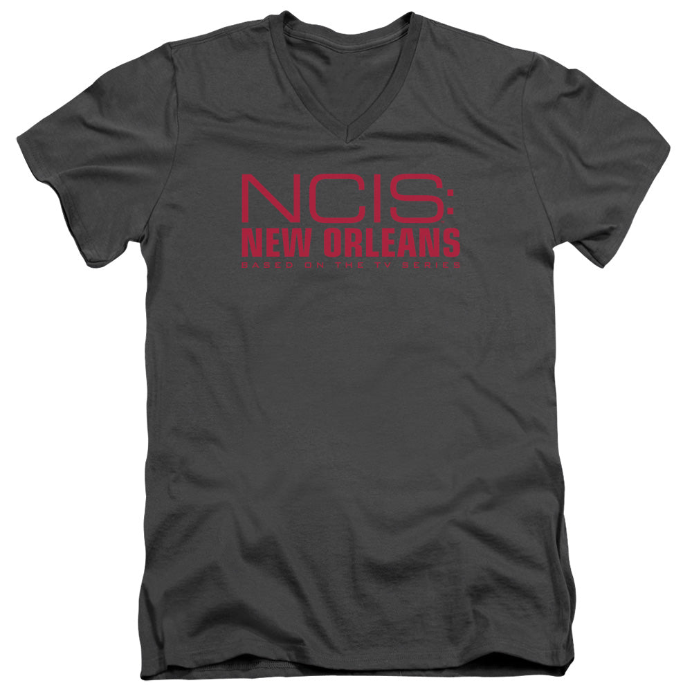 Ncis:new Orleans Logo Mens Slim Fit V-Neck T Shirt Charcoal Officially Licensed