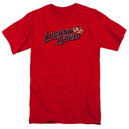 Mighty Mouse Might Logo Mens T Shirt Red Officially Licensed