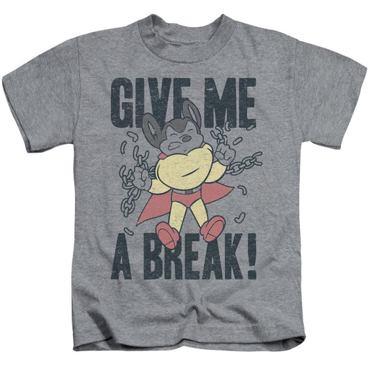 Mighty Mouse Give Me a Break Juvenile Kids Youth T Shirt Athletic Heather Officially Licensed