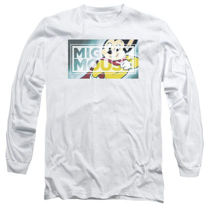 Mighty Mouse Mighty Rectangle Mens Long Sleeve Shirt White Officially Licensed