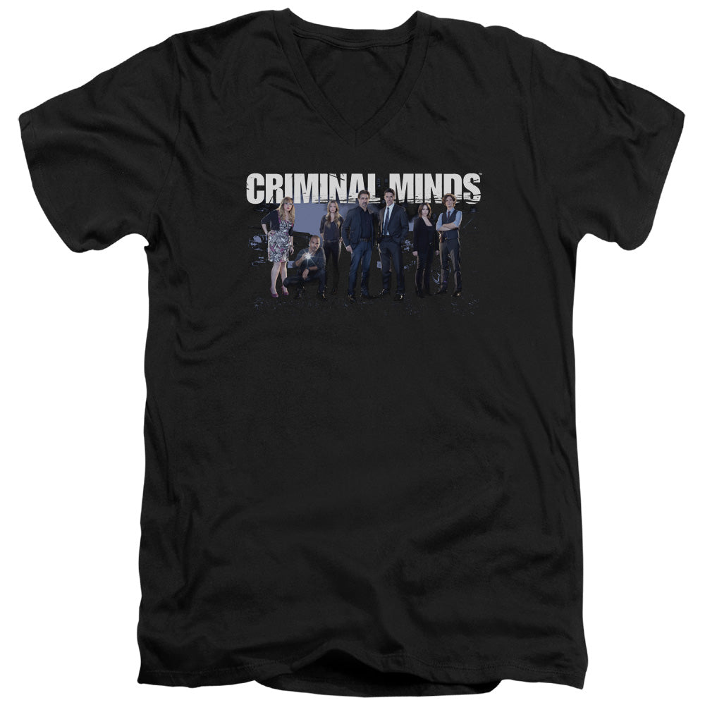 Criminal Minds Season 10 Cast Mens Slim Fit V-Neck T Shirt Black Officially Licensed