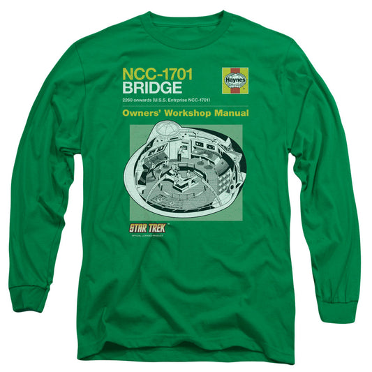 Star Trek Bridge Manual Mens Long Sleeve Shirt Kelly Green Officially Licensed