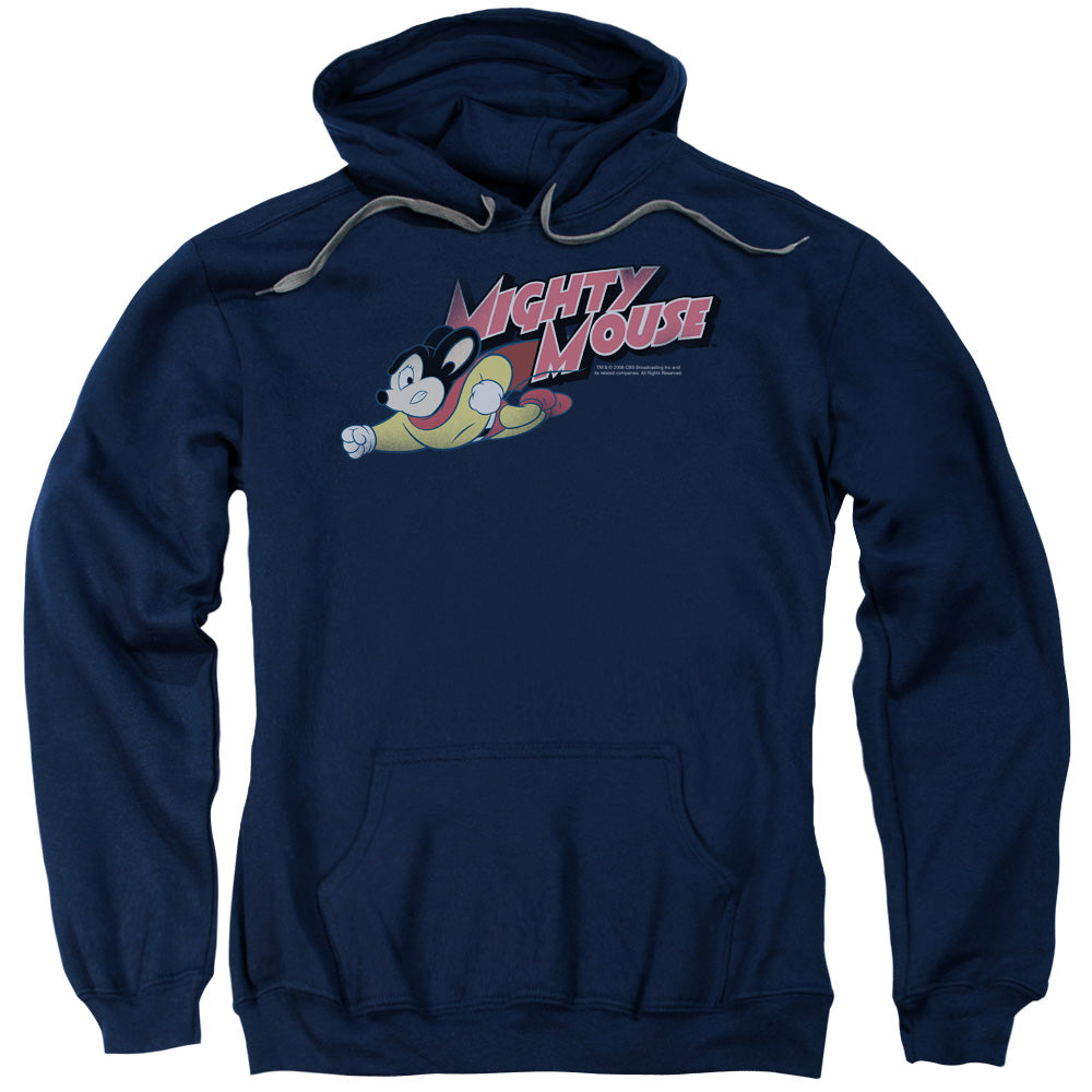 Mighty Mouse Mighty Retro Mens Hoodie Navy Blue Officially Licensed