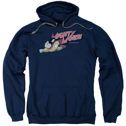 Mighty Mouse Mighty Retro Mens Hoodie Navy Officially Licensed