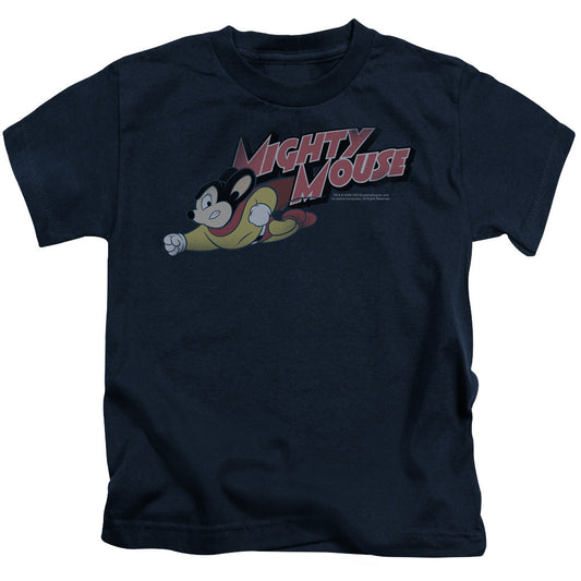 Mighty Mouse Mighty Retro Juvenile Kids Youth T Shirt Navy Blue Officially Licensed