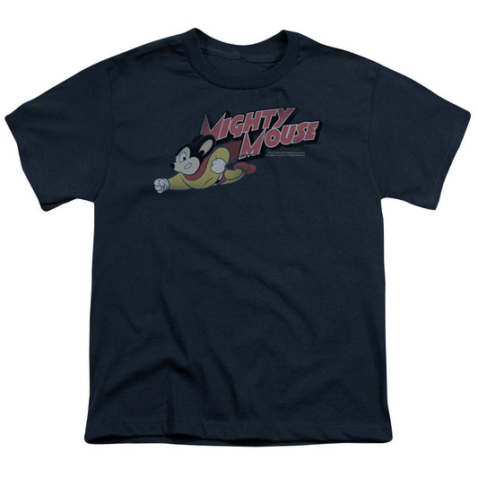 Mighty Mouse Mighty Retro Kids Youth T Shirt Navy Blue Officially Licensed