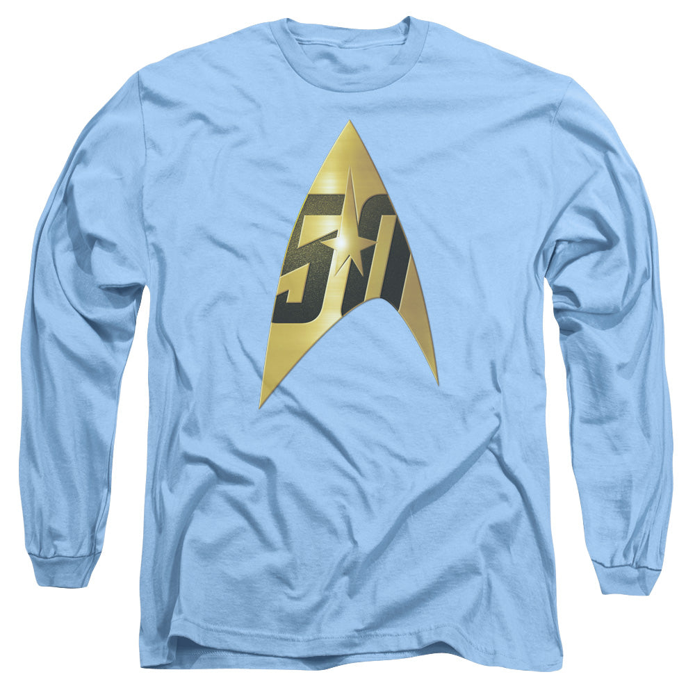 Star Trek 50Th Anniversary Delta Mens Long Sleeve Shirt Carolina Blue Officially Licensed Officially Licensed