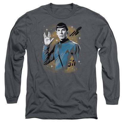 Star Trek Space Prosper Mens Long Sleeve Shirt Charcoal Officially Licensed Officially Licensed