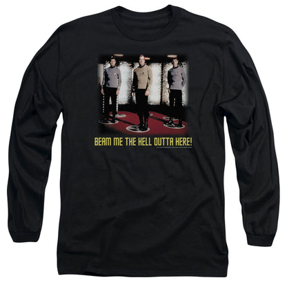 Star Trek Beam Me Out Mens Long Sleeve Shirt Black Officially Licensed Officially Licensed