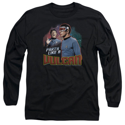 Star Trek Party Like A Vulcan Mens Long Sleeve Shirt Black Officially Licensed Officially Licensed