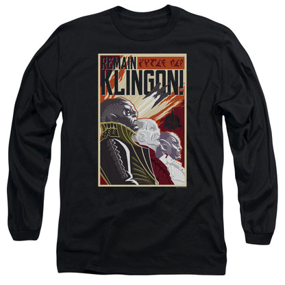 Star Trek Discovery Remain Klingson Poster Mens Long Sleeve Shirt Black Officially Licensed Officially Licensed