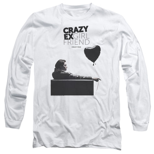 Crazy Ex Girlfriend Crazy Mad Mens Long Sleeve Shirt White Officially Licensed Officially Licensed