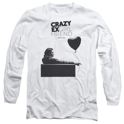 Crazy Ex Girlfriend Crazy Mad Mens Long Sleeve Shirt White Officially Licensed Officially Licensed