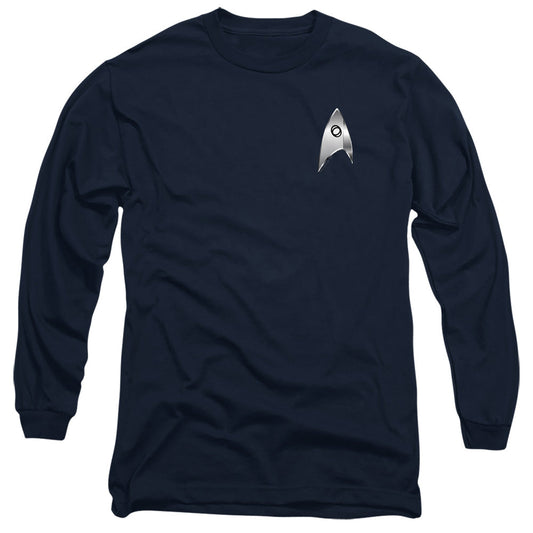 Star Trek Discovery Sciences Badge Mens Long Sleeve Shirt Navy Officially Licensed Officially Licensed