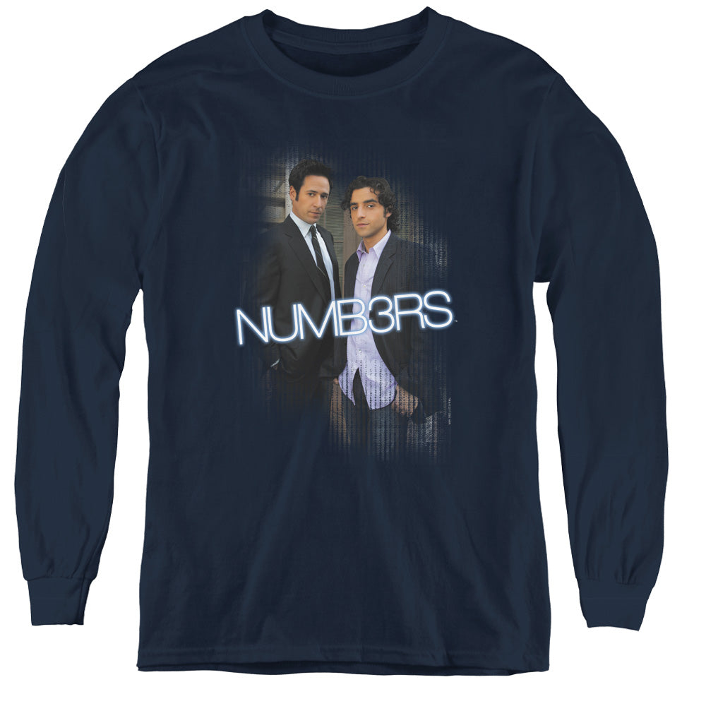 Numb3rs Don & Charlie Long Sleeve Kids Youth T Shirt Navy Officially Licensed