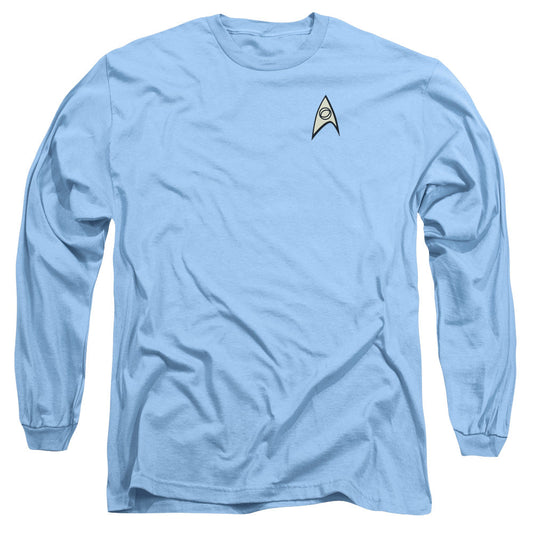 Star Trek Science Uniform Mens Long Sleeve Shirt Carolina Blue Officially Licensed Officially Licensed