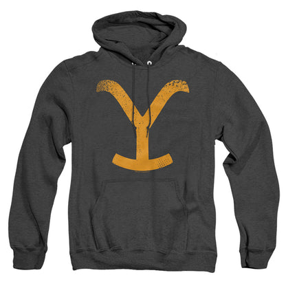 Yellowstone Large Brand Mens Heather Hoodie Black Officially Licensed