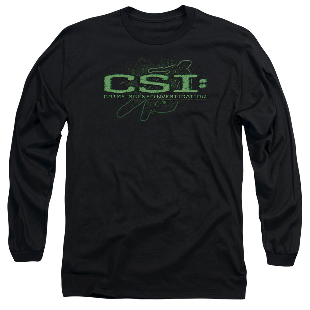 Csi Sketchy Shadow Mens Long Sleeve Shirt Black Officially Licensed Officially Licensed