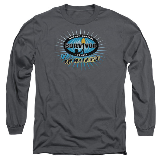 Survivor Off My Island Mens Long Sleeve Shirt Charcoal Officially Licensed