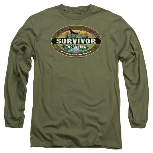 Survivor Tocantins Logo Mens Long Sleeve Shirt Military Green Officially Licensed
