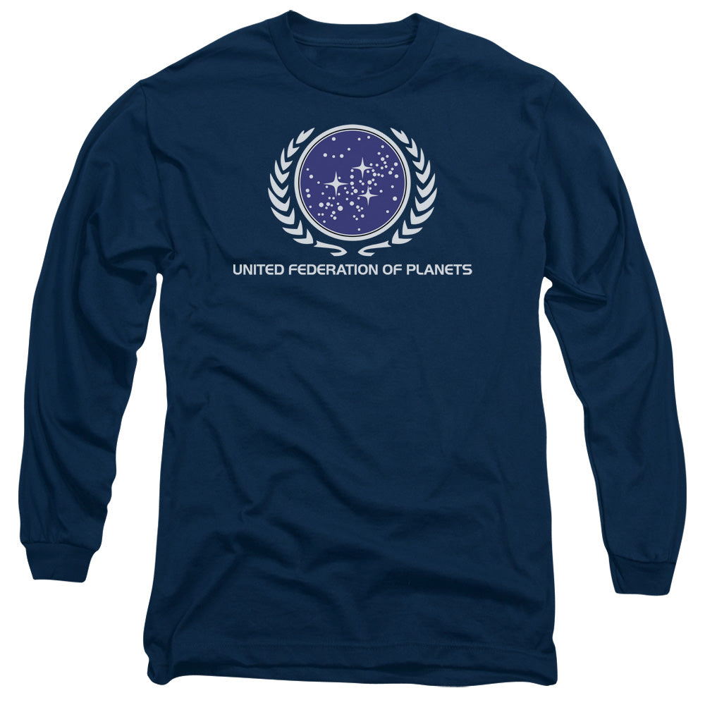 Star Trek United Federation Logo Mens Long Sleeve Shirt Navy Officially Licensed