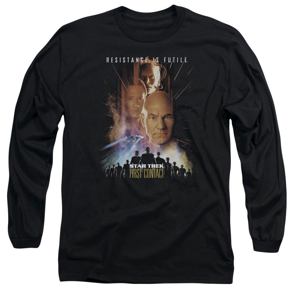 Star Trek First Contact(Movie) Mens Long Sleeve Shirt Black Officially Licensed Officially Licensed