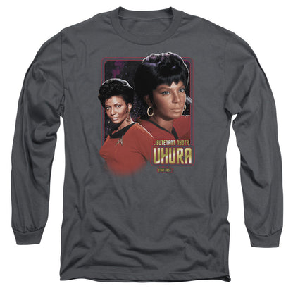 Star Trek Lieutenant Uhura Mens Long Sleeve Shirt Charcoal Officially Licensed Officially Licensed