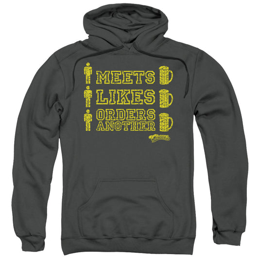 Cheers Man Meets Beer Mens Hoodie Charcoal Officially Licensed