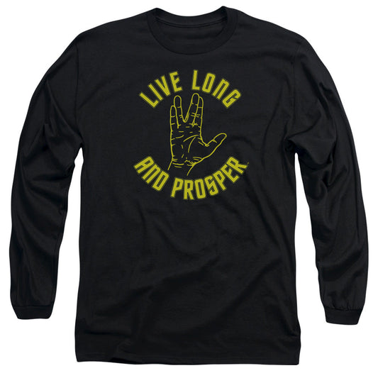 Star Trek Live Long Hand Mens Long Sleeve Shirt Black Officially Licensed Officially Licensed