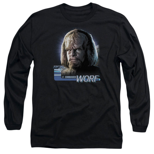 Star Trek Tng Worf Mens Long Sleeve Shirt Black Officially Licensed Officially Licensed