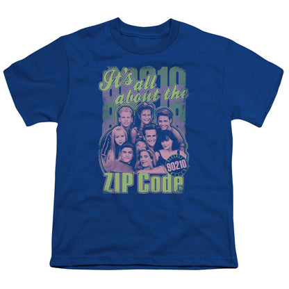 90210 Zip Code Kids Youth T Shirt Royal Blue Officially Licensed