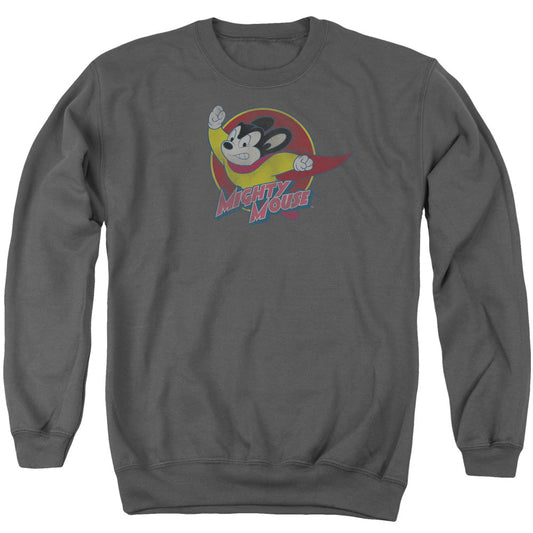 Mighty Mouse Mighty Circle Mens Crewneck Sweatshirt Charcoal Officially Licensed