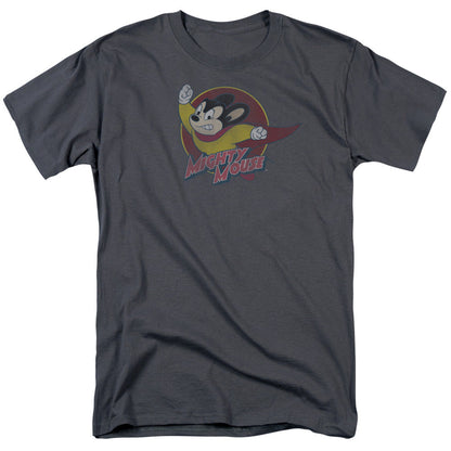 Mighty Mouse Mighty Circle Mens T Shirt Charcoal Officially Licensed