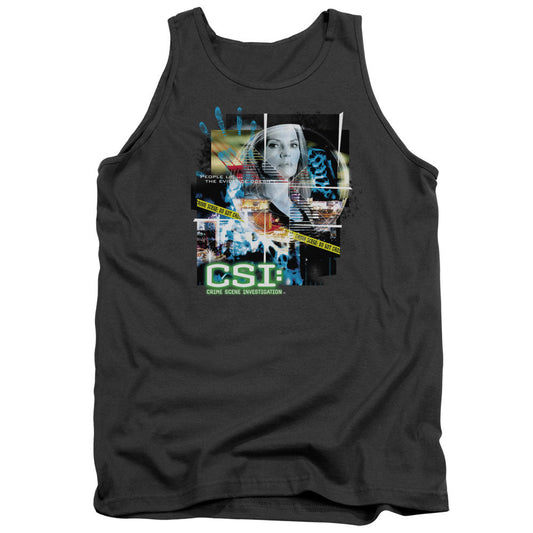Csi Evidence Collage Mens Tank Top Shirt Charcoal Officially Licensed