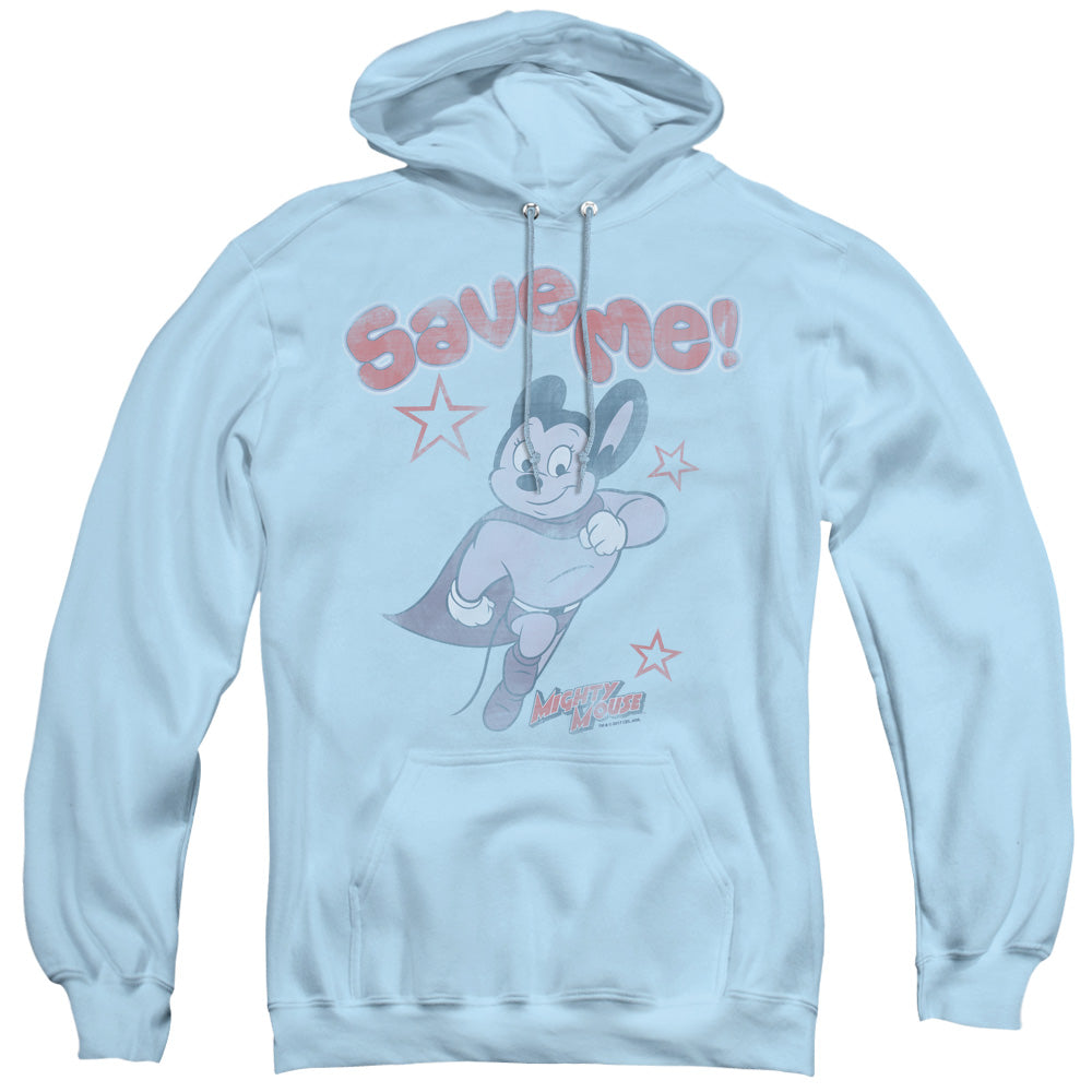 Mighty Mouse Save Me Mens Hoodie Light Blue Officially Licensed