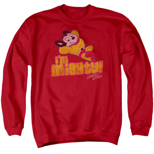 Mighty Mouse I'm Mighty Mens Crewneck Sweatshirt Red Officially Licensed