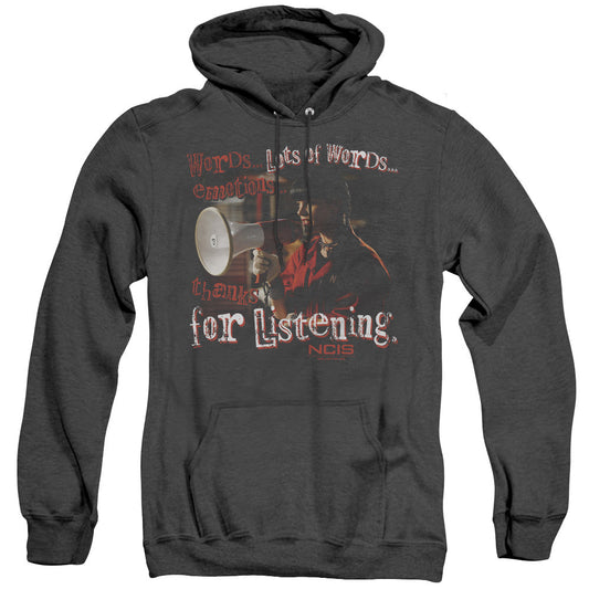 Ncis Thanks for Listening Heather Mens Hoodie Black Officially Licensed