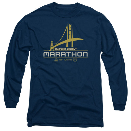 Star Trek Marathon Logo Mens Long Sleeve Shirt Navy Officially Licensed Officially Licensed