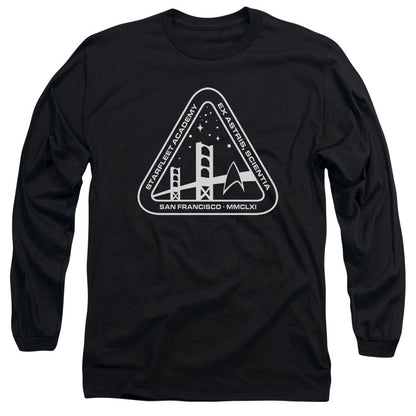 Star Trek White Academy Logo Mens Long Sleeve Shirt Black Officially Licensed