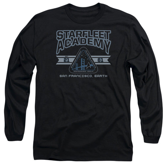 Star Trek Starfleet Academy Earth Mens Long Sleeve Shirt Black Officially Licensed Officially Licensed