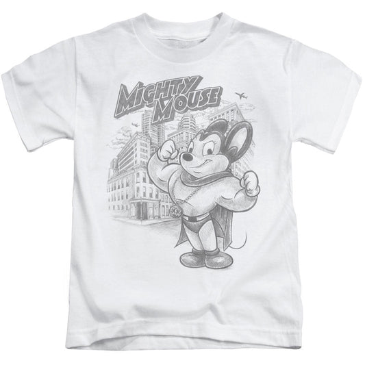 Mighty Mouse Protect and Serve Juvenile Kids Youth T Shirt White Officially Licensed