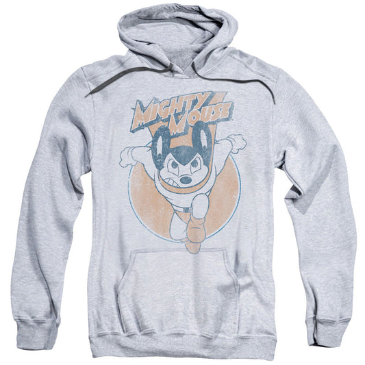 Mighty Mouse Flying With Purpose Mens Hoodie Athletic Heather Officially Licensed