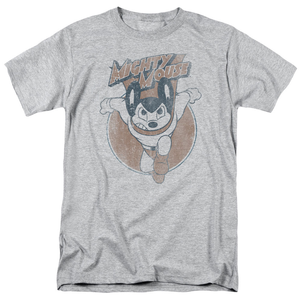 Mighty Mouse Flying With Purpose Mens T Shirt Athletic Heather Officially Licensed