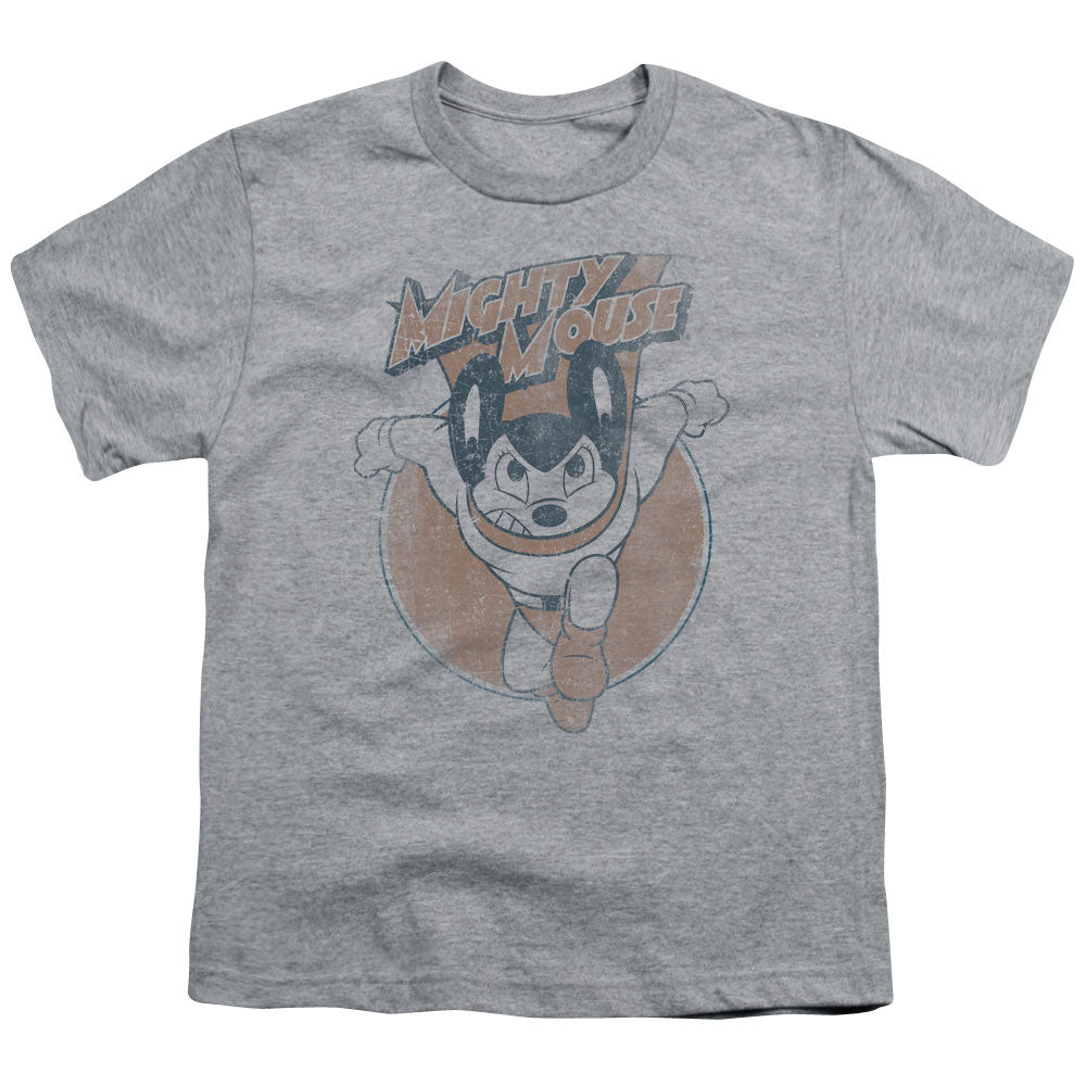 Mighty Mouse Flying With Purpose Kids Youth T Shirt Athletic Heather Officially Licensed