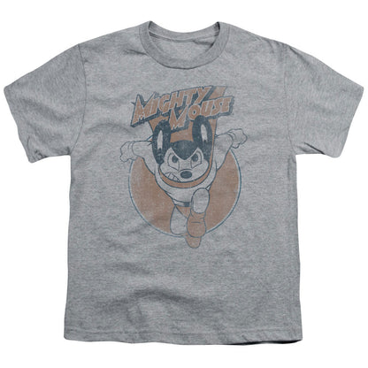 Mighty Mouse Flying With Purpose Kids Youth T Shirt Athletic Heather Officially Licensed